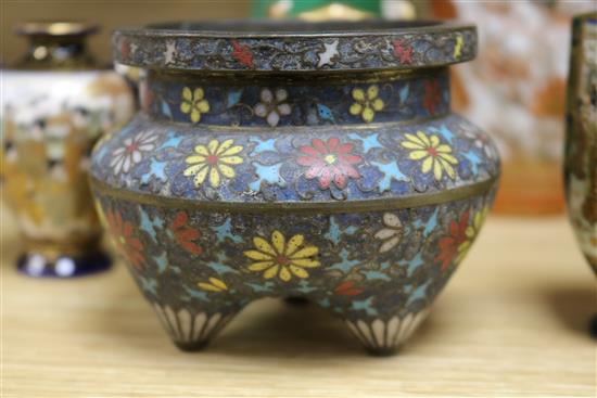 A quantity of Oriental ceramics including a cloisonne censer, a glass figure etc. tallest 27cm